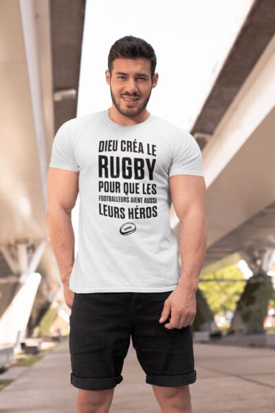 tee shirt de rugbymen dieu créa le rugby