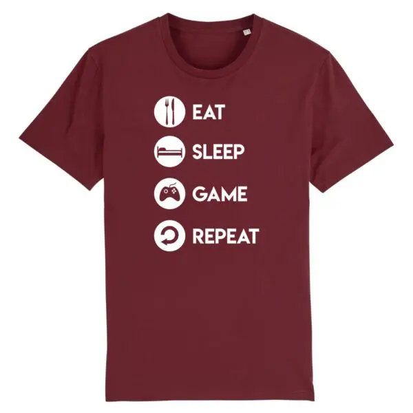 T shirt geek Eat Sleep Game Repeat - Pour Homme