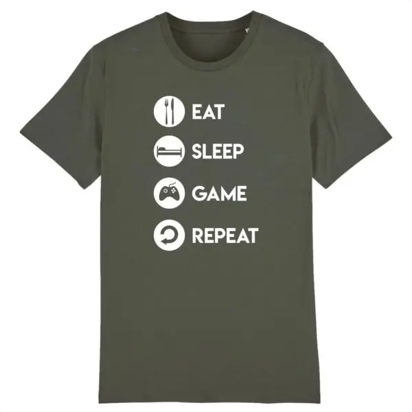 T shirt geek Eat Sleep Game Repeat - Pour Homme