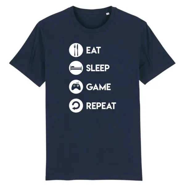 T shirt geek Eat Sleep Game Repeat - Pour Homme