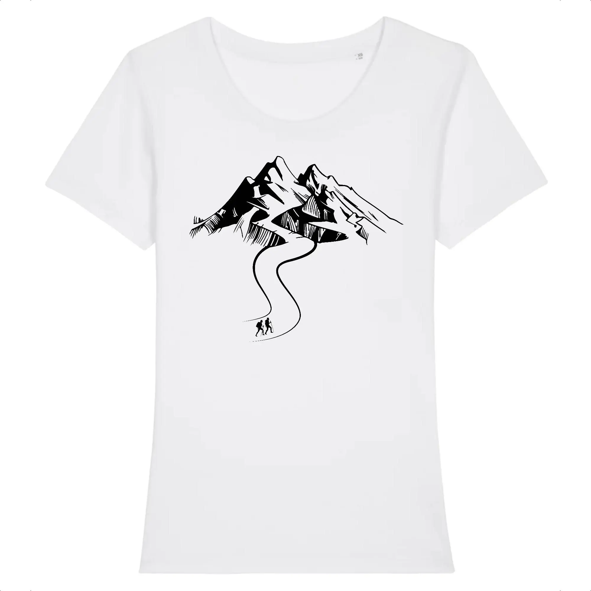 T-shirt Femme Motif Montagne – Col En V, Manches Courtes – Idéal Pour Randonnée, Alpinisme, Ski Et Loisirs Outdoor