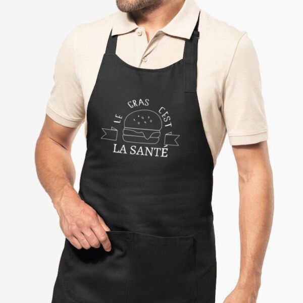 Tablier de cuisine Le gras c'est la santé - 100% coton bio
