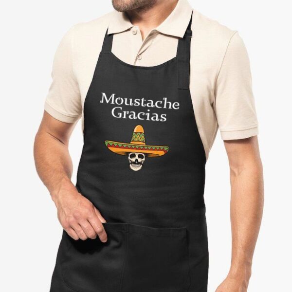 Tablier de cuisine Moustache Gracias - 100% coton bio