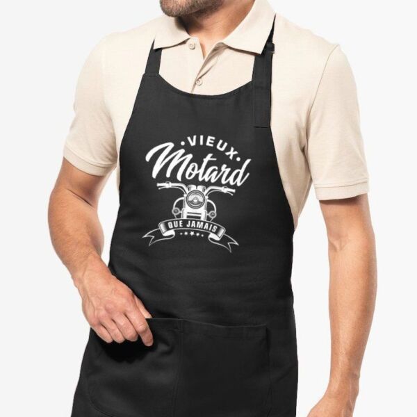 Tablier de cuisine Vieux motard que jamais - 100% coton bio