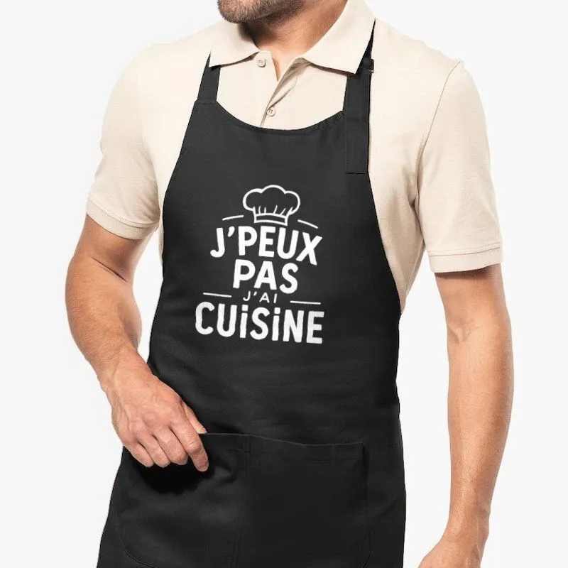 Tablier de cuisine J'peux pas j'ai cuisine - 100% coton bio Tablier de cuisine J'peux pas j'ai cuisine - 100% coton bio
