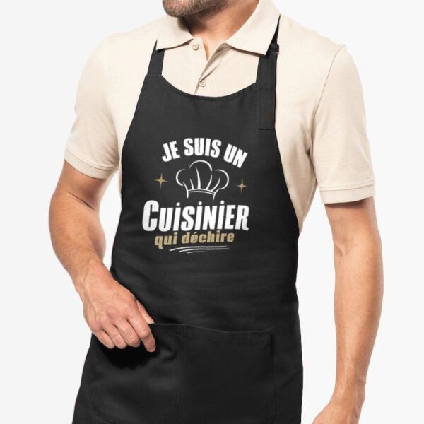 Tablier cuisine homme Cuisinier qui déchire - 100% coton bio