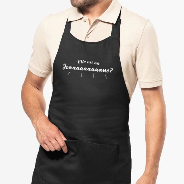 Tablier de cuisine Elle est ou jeanne - 100% coton bio