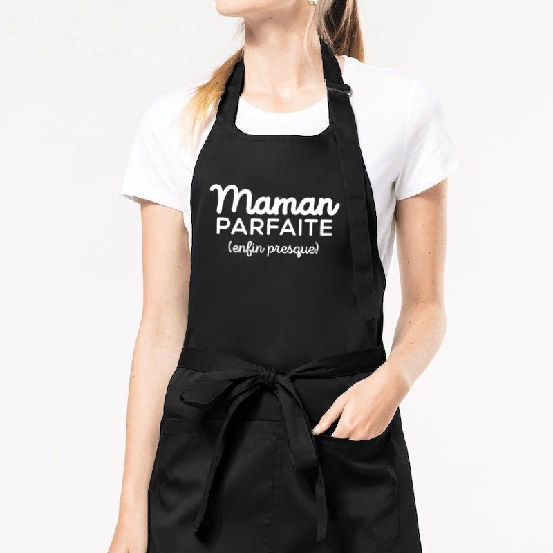 Tablier de cuisine « Maman (presque) parfaite » – 100% coton bio