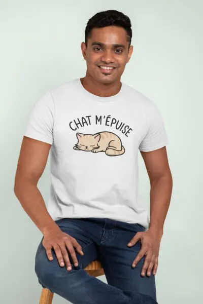 T Shirt Chat m'épuise - Pour Homme