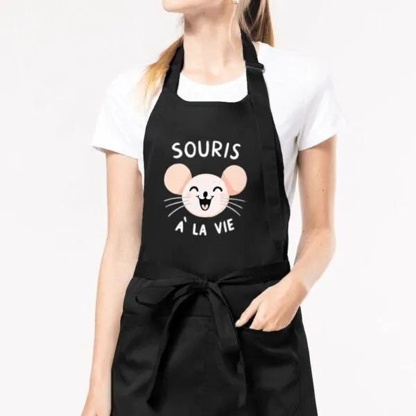 Tablier de cuisine Souris à la vie - 100% coton bio