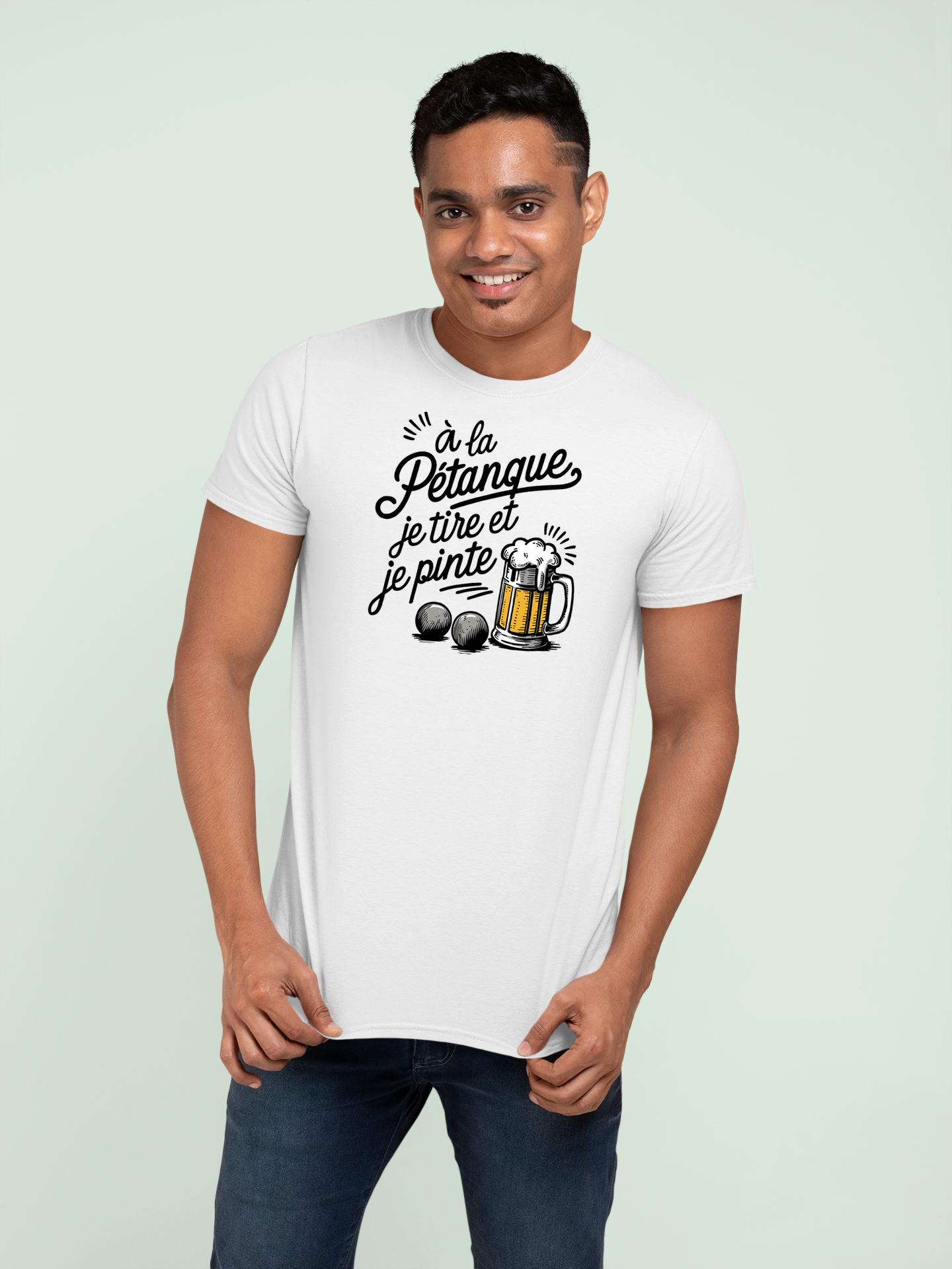 T Shirt À la pétanque je tire et je pinte - Pour Homme T Shirt À la pétanque je tire et je pinte - Pour Homme