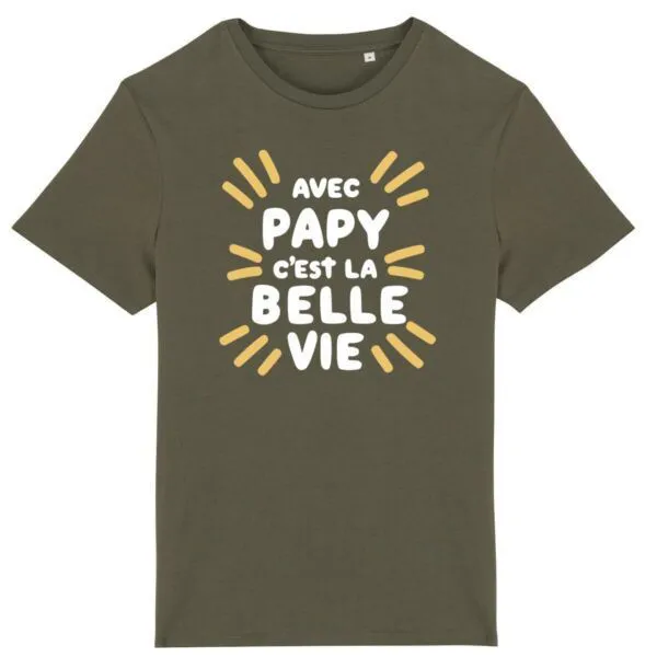 T Shirt Avec papy c'est la belle vie - Pour Homme