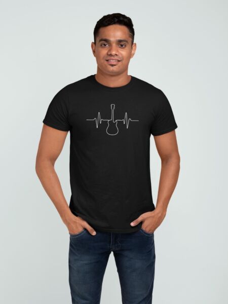 T Shirt Guitare heartbeat - Pour Homme
