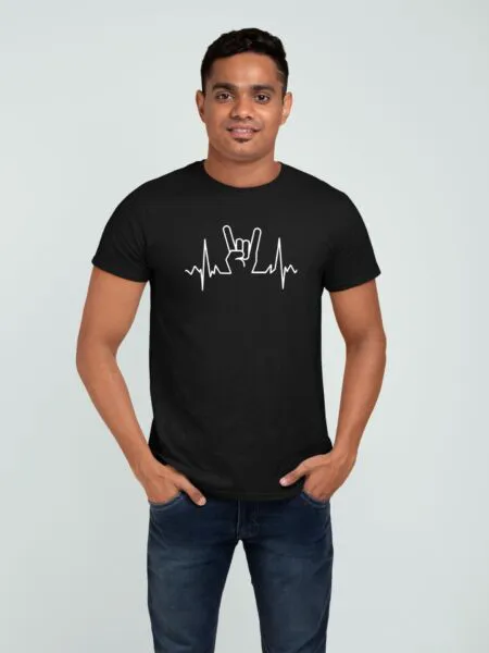 T Shirt Rock On Heart Beat - Pour Homme