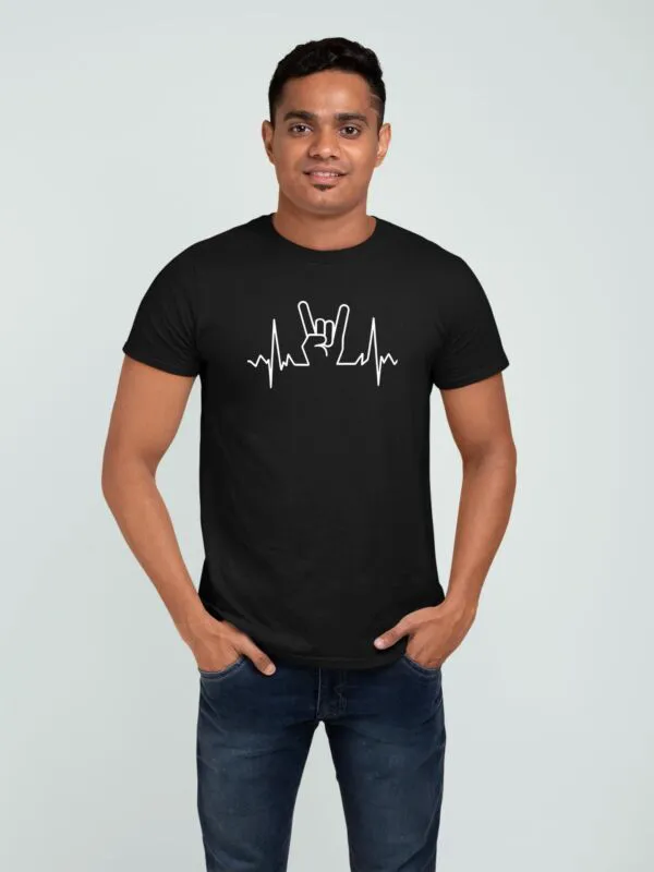 T shirt Rock On Heart Beat pour homme