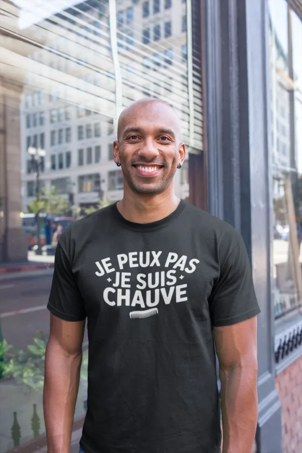T shirt Je peux pas je suis chauve pour homme