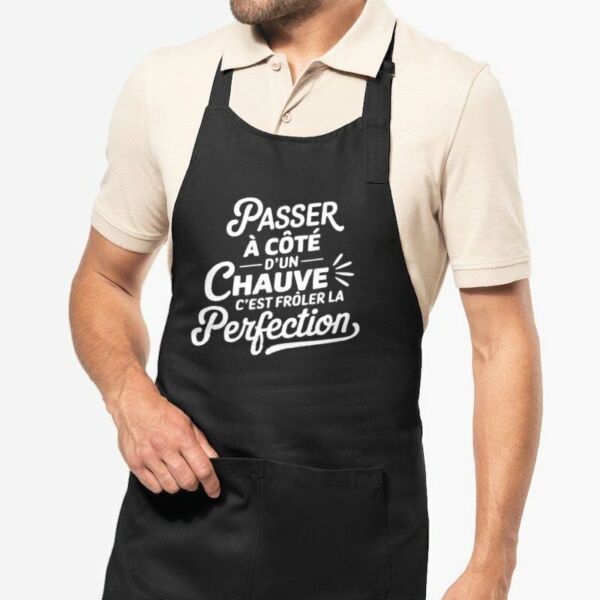 Tablier homme humour Passer à côté d'un chauve - 100% coton bio
