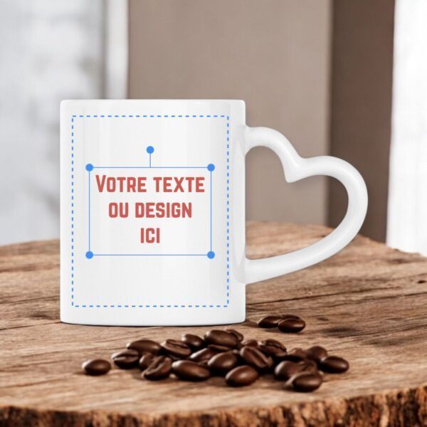 Mug anse coeur personnalisé