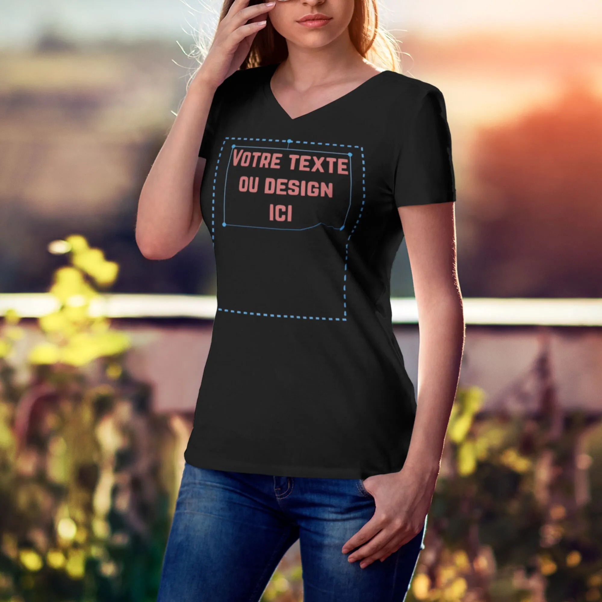 T shirt personnalisé femme - col v T shirt personnalisé femme - col v