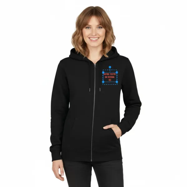 Sweat capuche zippé personnalisé femme