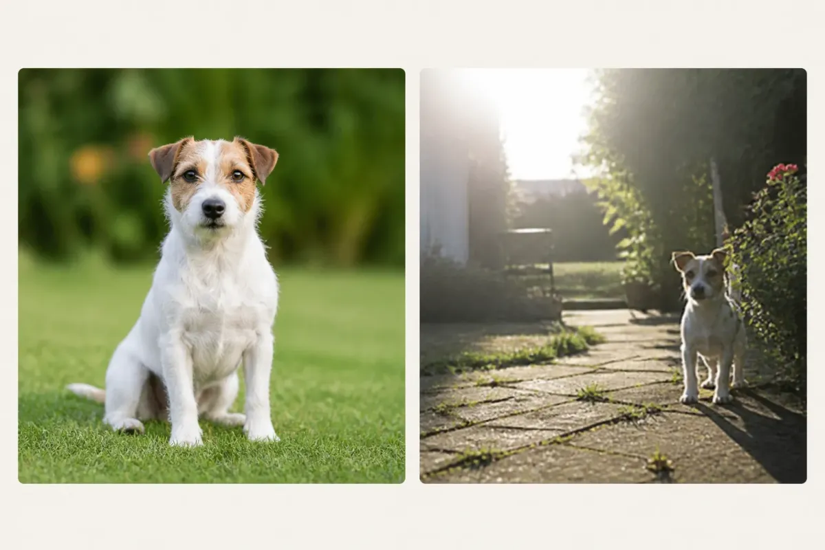 Comparaison entre une photo nette et lumineuse et une photo floue au fond encombré pour un t-shirt